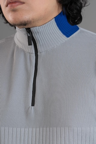 Fermuar Yaka Yarım Balıkçı Likralı Erkek Sweatshirt Gri