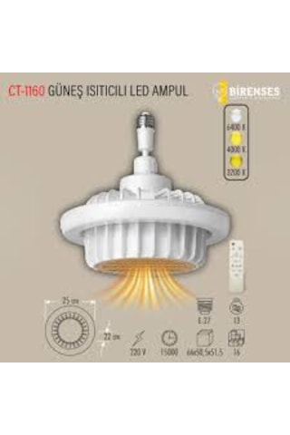 Cata Güneş Isıtıcılı Fan Led Ampül Ct-1160b