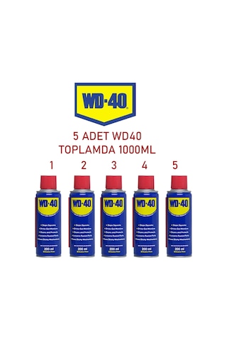 WD-40 Yağlayıcı ve Pas Sökücü Sprey 5 x 200 ML WD-40 Yağlayıcı ve Pas Sökücü Sprey 5 x 200 ML