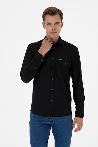 U.s. Polo Assn. Erkek Siyah Gömlek Desenli 50316655-vr046 Siyah