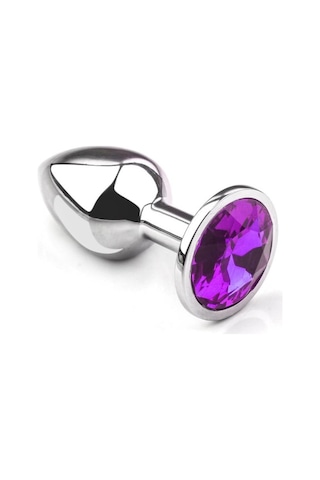Red Fox Metal Elmas Taşlı Anal Plug Mor En Küçük Boy