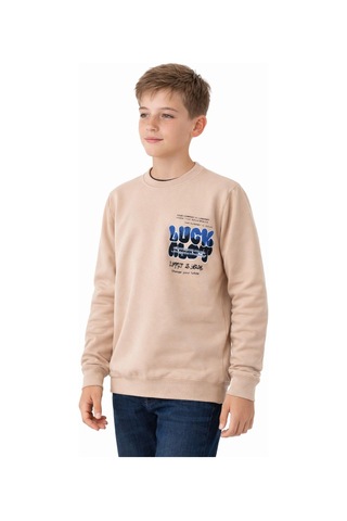 Baglan Erkek Çocuk Önü Arkası Baskılı Sweatshirt Bgl-st05237 Taş