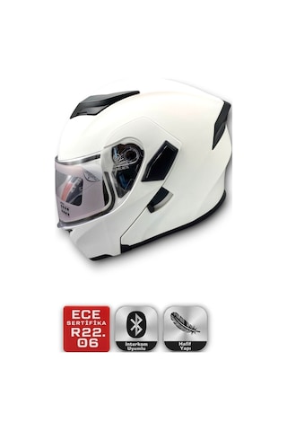Motosiklet Rs2 Kask Çene Açılır Güneş Vizörlü Mat-white Mat Beyaz