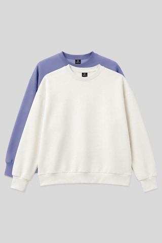 Tommy Life Basic Oversıze O Yaka 2li Paket Ekru-açık Eflatun Kadın Sweatshirt - 97053 Ekru - Fuşya