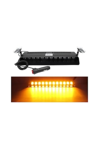 12 Ledli Sarı Çakar Lambası Vantuzlu Çakmaklık Girişi Uyumlu