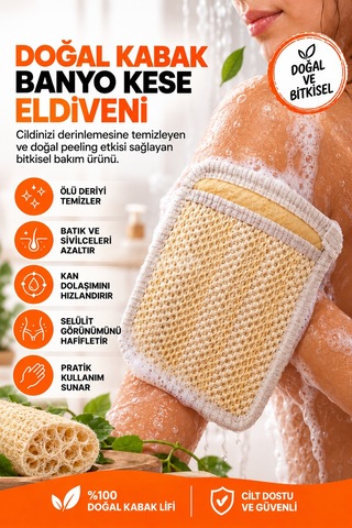 Doğal Kabak Banyo Kesesi Eldiveni Kabak Lifi Peeling Kesesi, Vücut Temizleme Ve Masaj Eldiveni