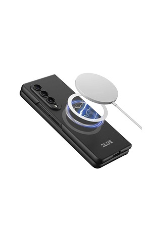Rba Aksesuar Galaxy Uyumlu Z Fold 4 Kılıf Wireless Şarj Özellikli Rba Kıpta M-safe Kapak - Siyah Siyah