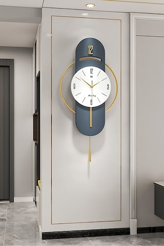 MetaQuartz Aksesuar Exclusive Milano Time Quartz Mekanizmalı Duvar Saati Lacivert - Lake Lacivert