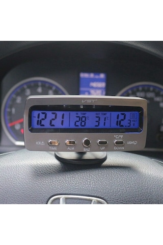 Araba Araç Oto Çok Fonksiyonlu Termometre Saat Voltmetre Vst7045