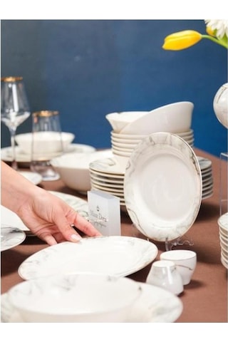 Maxx Doria Sky Marble 12 Kişilik 58 Parça Yemek Takımı Pa2073 Beyaz