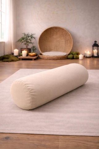 Yuvarlak Zafu Meditasyon Minderi & Bolster Minderi İkili Yoga Meditasyon Minder Seti Krem