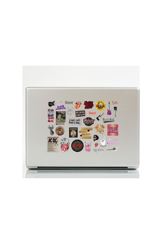 64'lü Punk Rock Pop Vintage Sticker Seti - Etiket Seti Scrapbook Bullet Journal Çok Renkli