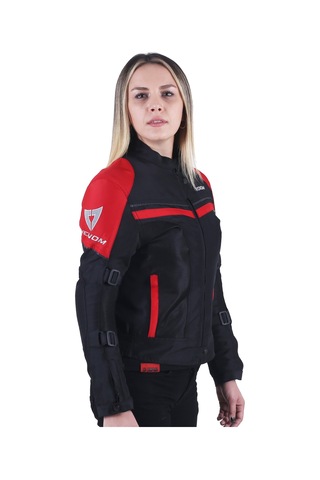 Venom Dynamıc Pro Siyah Kırmızı Kadın 4 Mevsim Motosiklet Montu