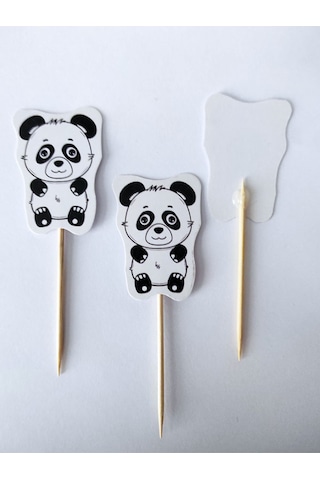 30 Adet Dekoratif Karton Sevimli Panda Şeklinde Pasta Kürdanı 6,5 Cm