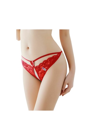 Liona Kadın Fantezi İç Giyim Ağı Açık Kırmızı Dantelli Fantazi String 001