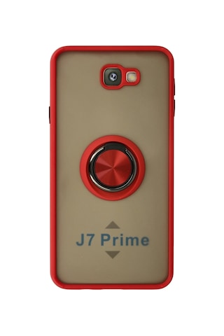 Newface - 972 - Samsung Galaxy Uyumlu J7 Prime Kılıf Montreal Yüzüklü Silikon Kapak - Csmo-tex - - Kırmızı