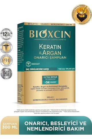 Keratin & Argan Onarıcı Şampuan 300 Ml - Yıpranmış Ve Hasar Görmüş Saçlar 3'lü