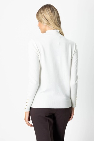 On Fashion Kadın Dik Yaka Basic Ekru Kazak 63514 Ekru