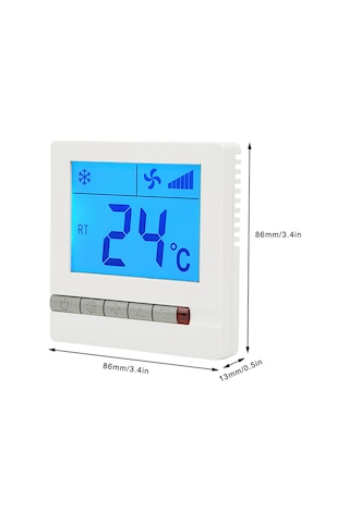 Yaozixa Büyük Ekran Mavi Işık Lcd Termostat, Ntc Sensörlü, Kompresör Koruma, Fan Koil Sıcaklık Kontrol Cihazı Yüksek-orta-düşük Otomatik Rüzgar Hızı