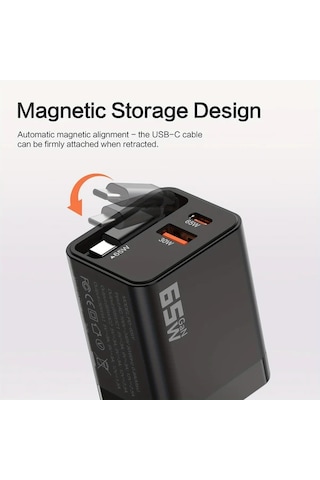 Topshop1 65w Usb C Şarj Aleti Siyah 3 Portlu Pd Hızlı Şarj Iphone Uyumlu 16 Macbook Pro Uygun Duvara Monte
