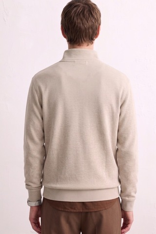 Barrels And Oıl Erkek Yarım Fermuarlı Dik Yaka Selanik Sweatshirt - Bej Bej