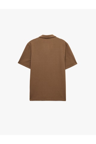 Koton Regular Fit Kısa Kollu Dokulu Basic Polo Yaka Tişört Kahverengi 6sam10091mk Kahve