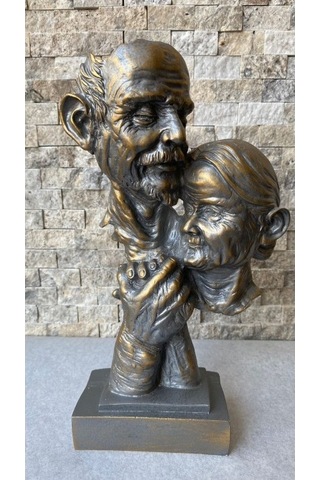 Yaşlı Çift Gümüş Antrasit Biblo