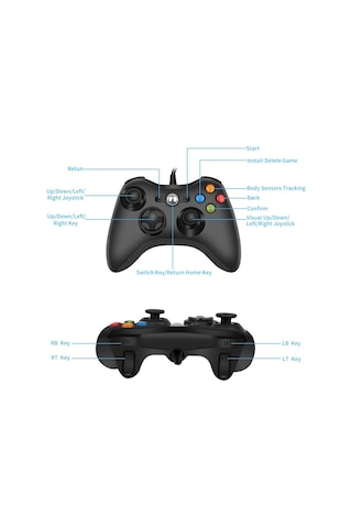 Xbox 360 ve Pc için Kablolu Gamepad