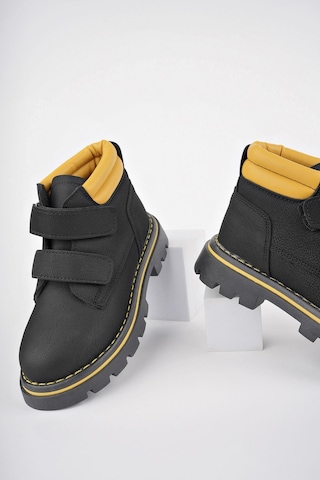 Muggo Gadget Garantili Çocuk Unisex Rahat Kalıp Soğuğa Dayanıklı Cırtlı Bot 001 Sarı - Siyah
