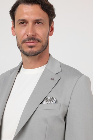 İmza Gri Kendinden Desenli Mono Yaka 6 Drop Slim Fit Takım Elbise 1001260166