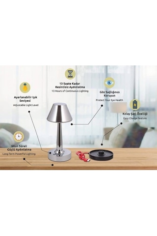 Ledli Dimmerli Masa Lambası Ml64006 Boyalı Nikel Ve Eskitme