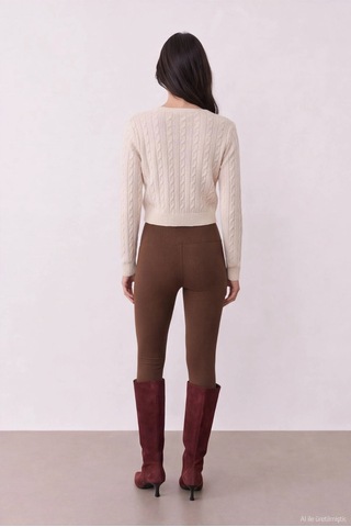 Quzu 27ktrk02751 Crop Triko Krem Std