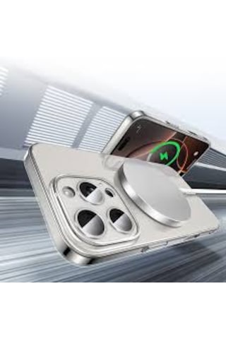 Apple İphone 15 Pro Max Kılıf Magsafe Wireless Kablosuz Şarj Destekli Şeffaf Darbe Emici Kapak Şeffaf