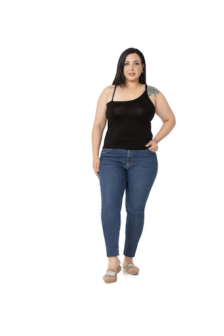 Disentis Büyük Beden Asimetrik Askılı Viskon Siyah Body-siyah Siyah