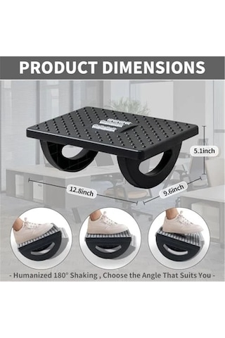 Hombey Ofis Ve Ev İçin Ergonomik Ayak Masağı - Kaydırmalı Ve Masajlı Ayak Sehpası Gri Renkli