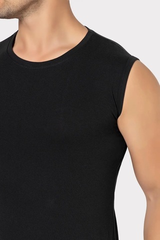 Terrien Özel Seri 2 Adet Erkek Siyah Bisiklet Yaka Kolsuz Tişört Yazlık Giysi Pamuklu Üst Slim Fit Siyah-2