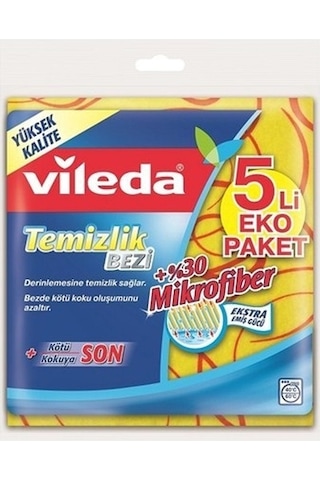 Vileda + %30 Mikrofiber Ekstra Emiş Gücü Temizlik Bezi 5'li