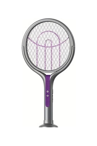 Boatshop1 Yeni Çok Fonksiyonlu Without Telescopic Rod Katlanabilir Usb Elektrikli Sinek Raket Döner Başlıklı İç Mekan Ofis Kamp İçin Mor Böcek Işıklı