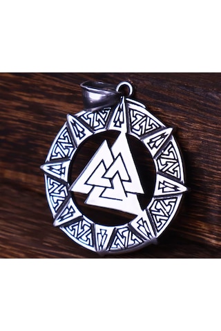 Paslanmaz Çelik Valknut Güç Simgesi Viking Kolye