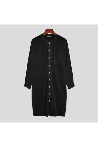 Incerun Erkekler Uzun Kollu Örgü Şeffaf Ince Leotard Pijama Tulum Gecelik Kısa Romper İç Giyim Siyah