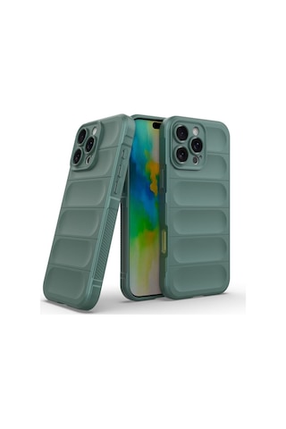 Apple Uyumlu iPhone 16 Pro Silikon Kılıf - Kamera Korumalı Esnek Yeni Nesil Airbag Kapak-Yeşil