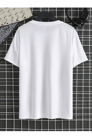Surfing California T-shirt - Beyaz Baskılı Oversize Bisiklet Yaka Kısa Kol Tişört Beyaz