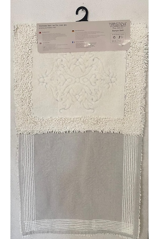 Pamuk Makarna Tufting 2'li Klozet Takımı , Banyo Seti , Damask, K