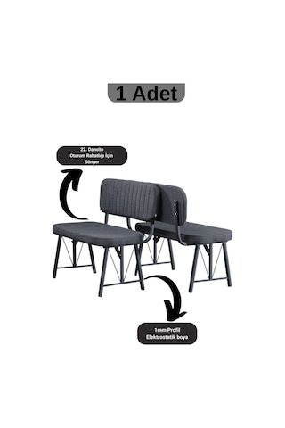 Elfin Mutfak , Yemek Odası Bahçe Balkon Otel Restoran Kafe Bench, Puf, Sırtlı Bench -1 Adet Antrasit Antrasit