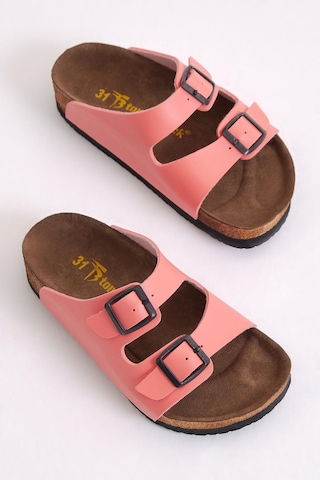 Tonny Black Rahat Kalıp Poli Taban Çift Tokalı Nubuk Çocuk Unisex Nar Çiçeği Sandalet Tber535 Nar Çiçeği