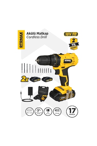RTRMAX RTM350 Şarjlı Matkap Çift Akülü 30 Nm Li-ion 2x1.5 Ah - Akü Dahil