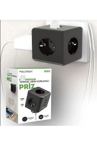 Termal Akım Korumalı Isıya Dayanıklı 3 Lü Duvar Tipi Priz 3x Usb 1x Type-c 1