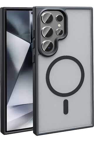 Ardemix Samsung Uyumlu Galaxy S26 Ultra Kılıf M-safe Şarj Özellikli Mat Arka Yüzey Zore Sio Kapak - Siyah Siyah