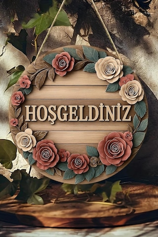 Hoş Geldiniz Çiçekli Mdf Kapı Süsü Askılı Silinebilir Dekoratif 33 Cm Ks013,beyaz 20 X Çok Renkli