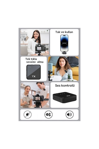 Kablosuz Tüylü Yaka Mikrofonu F11 Model 3'ü 1 Arada Type-c Apple Uyumlu iPhone  3.5mm  Tekli Set Tak Çalıştır